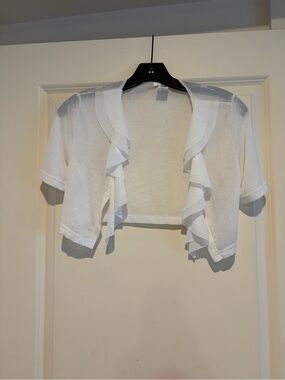 Women's White Ruffle Shrug Bolero